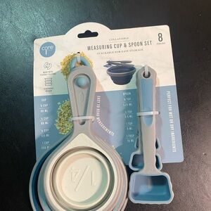 Collapsible Measuring Cup & Spoon Set - Light Blue/Gray